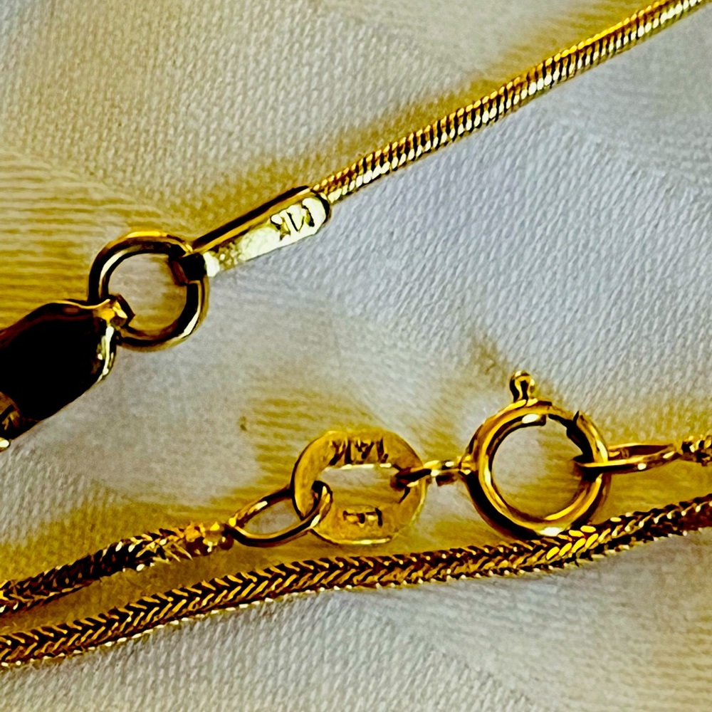 2 14k necklaces stamp tested 14k